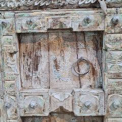 Indian Furniture Hand Carved Old Door Solid Wood Cabinet Natural 102X50X90 Cm