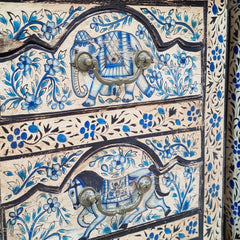 Indian Hand Painted Solid Wood Bedside Table (Set of 2) 43X37X50 cm