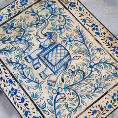 Indian Hand Painted Solid Wood Bedside Table (Set of 2) 43X37X50 cm