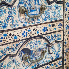 Indian Hand Painted Solid Wood Bedside Table (Set of 2) 43X37X50 cm