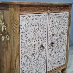 Indian Furniture Hand Carved Solid Wood Cabinet 90X40X90 Cm