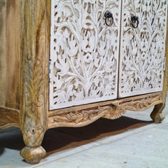 Indian Furniture Hand Carved Solid Wood Cabinet 90X40X90 Cm