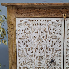 Indian Furniture Hand Carved Solid Wood Cabinet 90X40X90 Cm