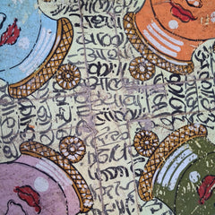 Hand Painted Solid Wood Chakki Grinder Coffee Table 70X70X25 cm