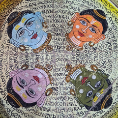 Hand Painted Solid Wood Chakki Grinder Coffee Table 70X70X25 cm