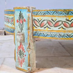 Hand Painted Solid Wood Chakki Grinder Coffee Table 70X70X25 cm