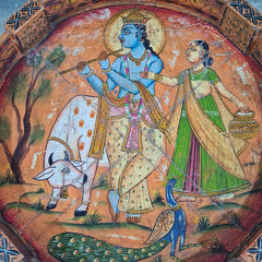 Hand Painted Solid Wood Chakki Grinder Coffee Table 70X70X25 cm