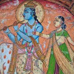 Hand Painted Solid Wood Chakki Grinder Coffee Table 70X70X25 cm