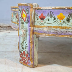 Hand Painted Solid Wood Chakki Grinder Coffee Table 70X70X25 cm