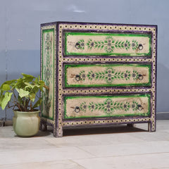 Hand Painted Solid Wood Chest of Drawer 90X40X90 cm