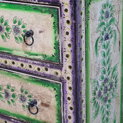 Hand Painted Solid Wood Chest of Drawer 90X40X90 cm