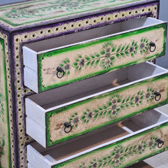 Hand Painted Solid Wood Chest of Drawer 90X40X90 cm