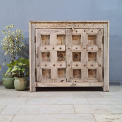 Vintage Old Door Hand Carved Solid Wood Buffet Sideboard