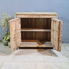 Vintage Old Door Hand Carved Solid Wood Buffet Sideboard