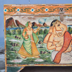 Indian Furniture Hand Painted Solid Wood Blanket Box 72X40X45 cm
