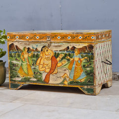 Indian Furniture Hand Painted Solid Wood Blanket Box 72X40X45 cm