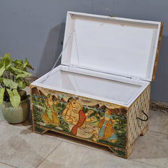 Indian Furniture Hand Painted Solid Wood Blanket Box 72X40X45 cm