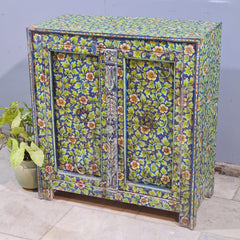 Indian Furniture Hand Painted Solid Wood Cabinet 90X43X98 Cm