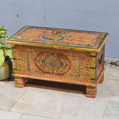Indian Furniture Hand Painted Solid Wood Blanket Box 80X40X45 cm