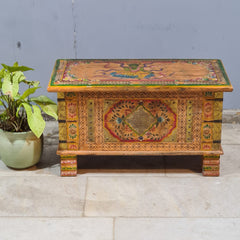 Indian Furniture Hand Painted Solid Wood Blanket Box 80X40X45 cm
