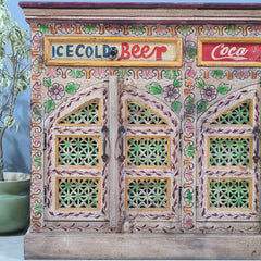 Hand Painted Solid Wood 4 Door & 2 Drawer Sideboard 120X40X90 cm