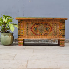 Indian Furniture Hand Painted Solid Wood Blanket Box 80X40X45 cm