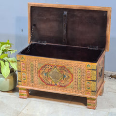 Indian Furniture Hand Painted Solid Wood Blanket Box 80X40X45 cm