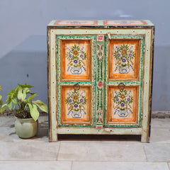 Indian Furniture Hand Painted Solid Wood Cabinet 90X43X104 Cm