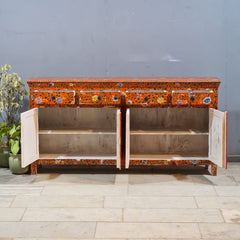 Hand Painted Solid Wood 4 Door & 4 Drawer Sideboard 180X40X90 cm
