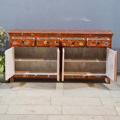 Hand Painted Solid Wood 4 Door & 4 Drawer Sideboard 180X40X90 cm