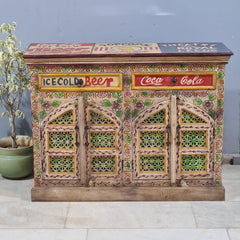 Hand Painted Solid Wood 4 Door & 2 Drawer Sideboard 120X40X90 cm