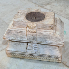 Antique Hand Carved Candle Holder Stand 30X19X23 cm
