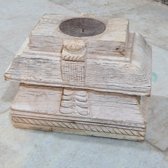 Antique Hand Carved Candle Holder Stand 30X19X23 cm