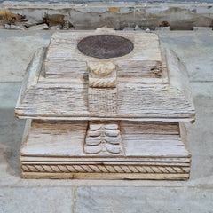 Antique Hand Carved Candle Holder Stand 30X19X23 cm