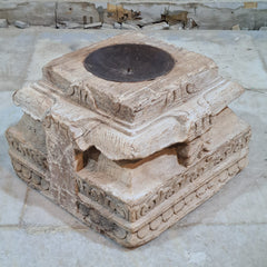 Antique Hand Carved Candle Holder Stand 25X25X20 cm