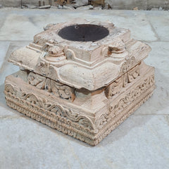 Antique Hand Carved Candle Holder Stand 23X23X17 cm
