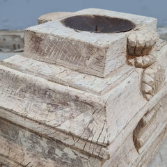 Antique Hand Carved Candle Holder Stand 23X23X17 cm