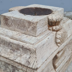 Antique Hand Carved Candle Holder Stand 29X19X23 cm