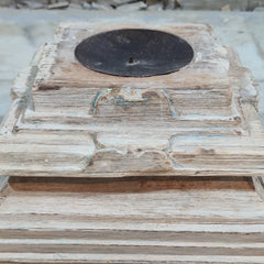 Antique Hand Carved Candle Holder Stand 22X22X18 cm