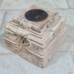 Antique Hand Carved Candle Holder Stand 22X22X18 cm