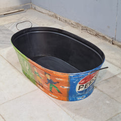 Antique Hand Painted on Metal Beverage Beer Party Tub 60X40X30 cm