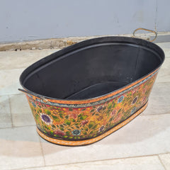 Antique Hand Painted on Metal Beverage Beer Party Tub 60X40X30 cm