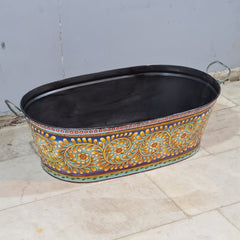 Antique Hand Painted on Metal Beverage Beer Party Tub 60X40X30 cm