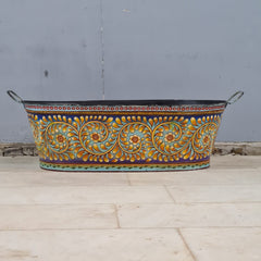 Antique Hand Painted on Metal Beverage Beer Party Tub 60X40X30 cm