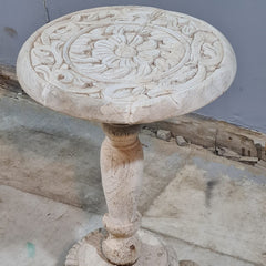 Indian Furniture Hand Carved Solid Wood Side Table 32X32X56 Cm