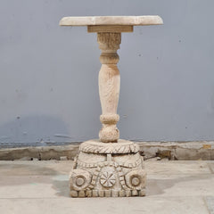 Indian Furniture Hand Carved Solid Wood Side Table 32X32X56 Cm