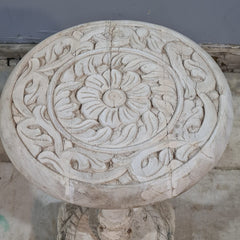 Indian Furniture Hand Carved Solid Wood Side Table 32X32X56 Cm