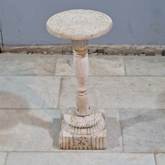 Indian Furniture Hand Carved Solid Wood Side Table 30X30X66 Cm