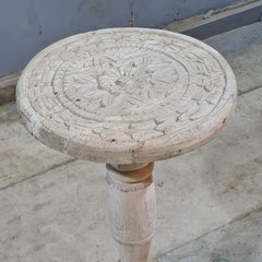 Indian Furniture Hand Carved Solid Wood Side Table 30X30X66 Cm