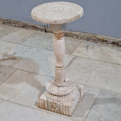 Indian Furniture Hand Carved Solid Wood Side Table 30X30X66 Cm